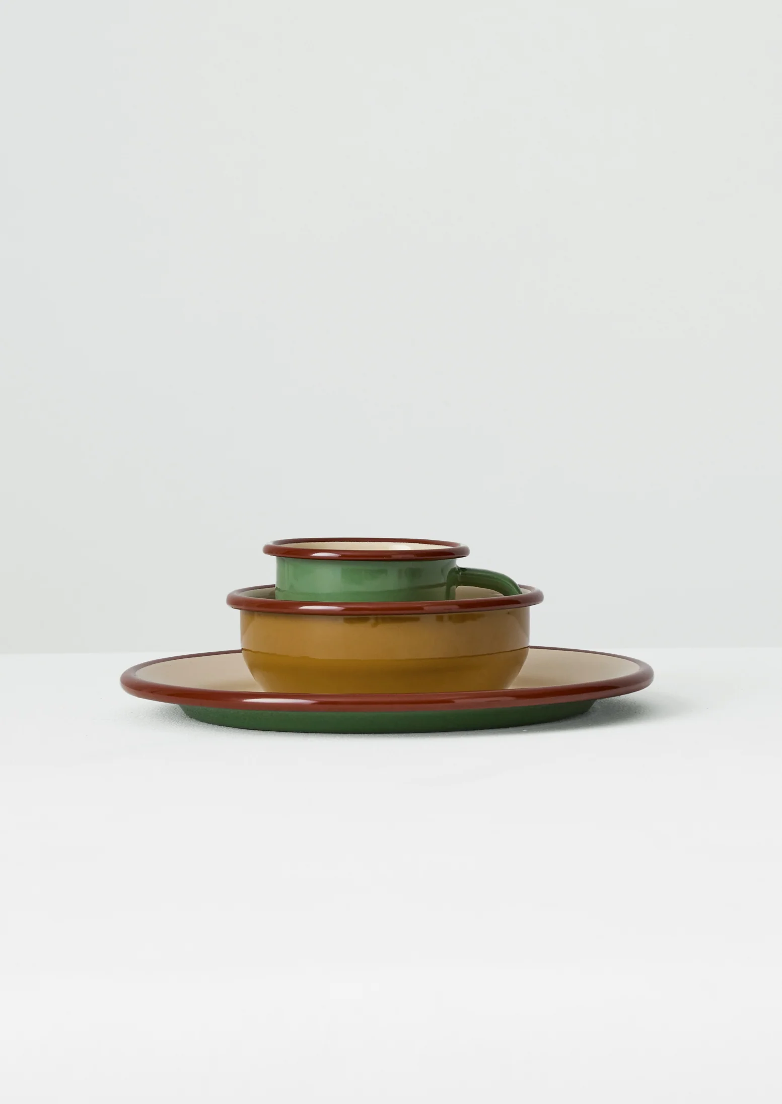 Contrast Rim Enamel Dinner Plate | Mint/Chestnut - Image 6