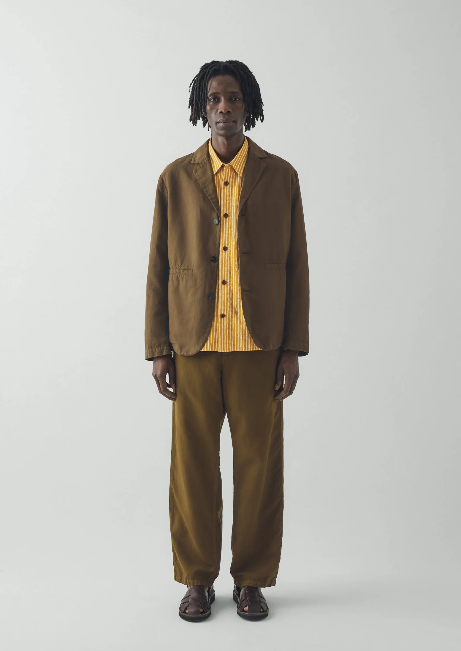 High Break Cotton Linen Blazer | Bronze Green - Image 4