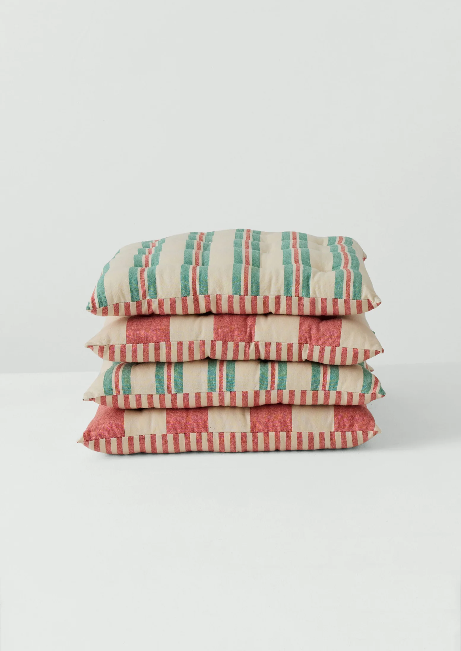 Market Stripe Hand Woven Seat Pad | Bright Red/Ecru - Image 4