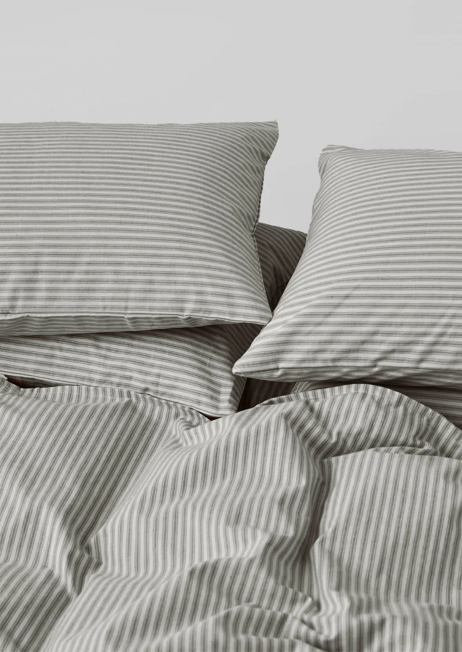 Ticking Stripe Cotton Duvet Cover | Ecru/Graphite - Image 4